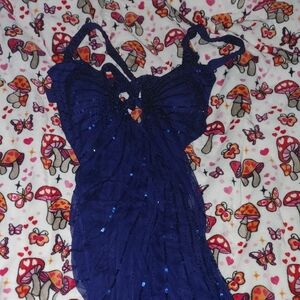 Night Way Collections Blue Sequin Prom Dress